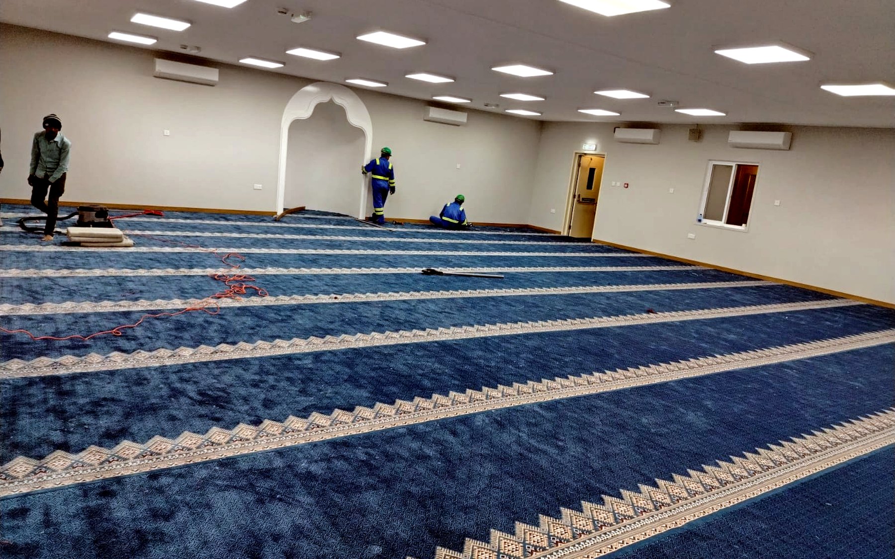 Completed masjid prayer hall after expansion and fit-out works